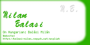 milan balasi business card